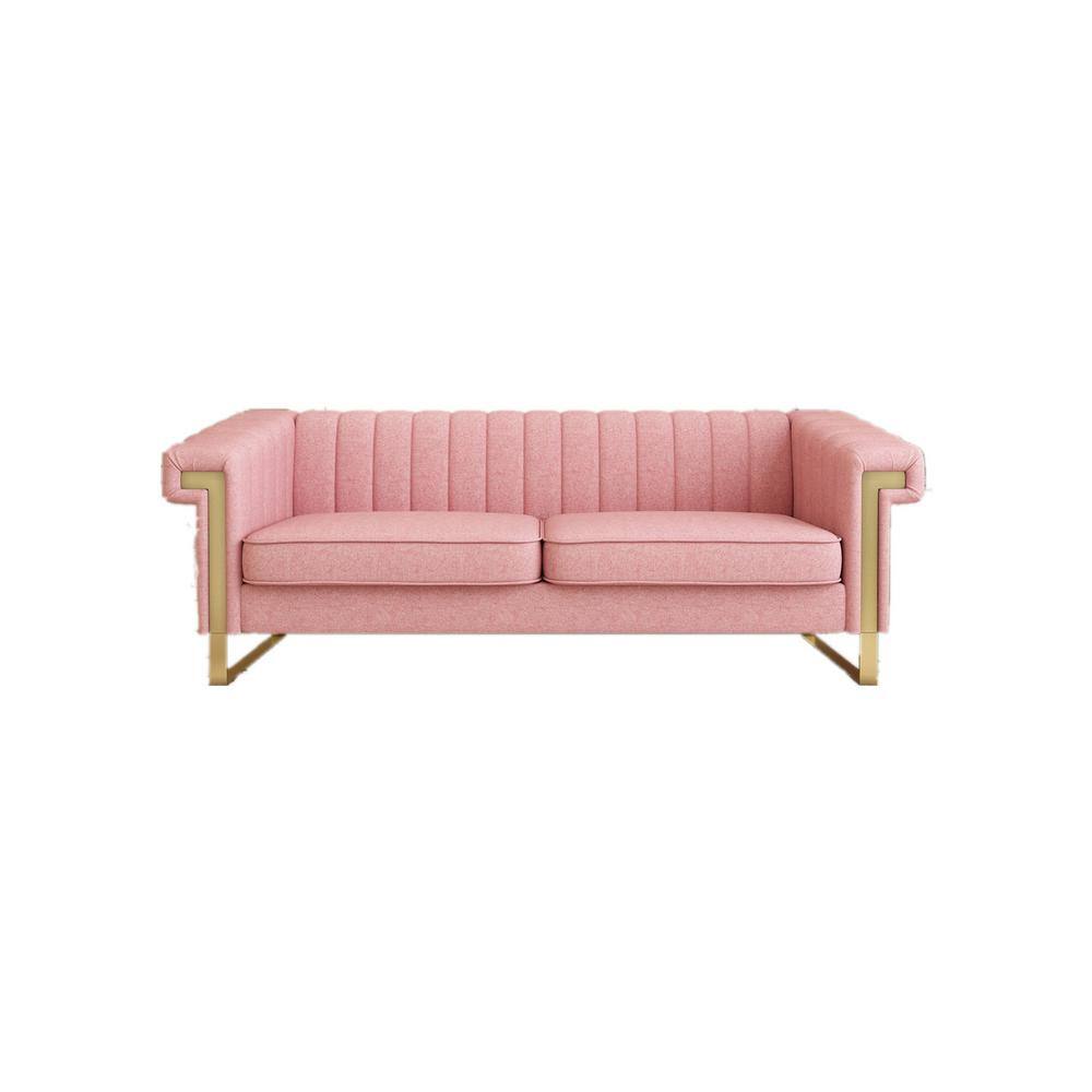 Donason 83.85 in. W Square Arm Polyester 3-Seat Transitional Straight Sofa  in Pink ZY-P539011