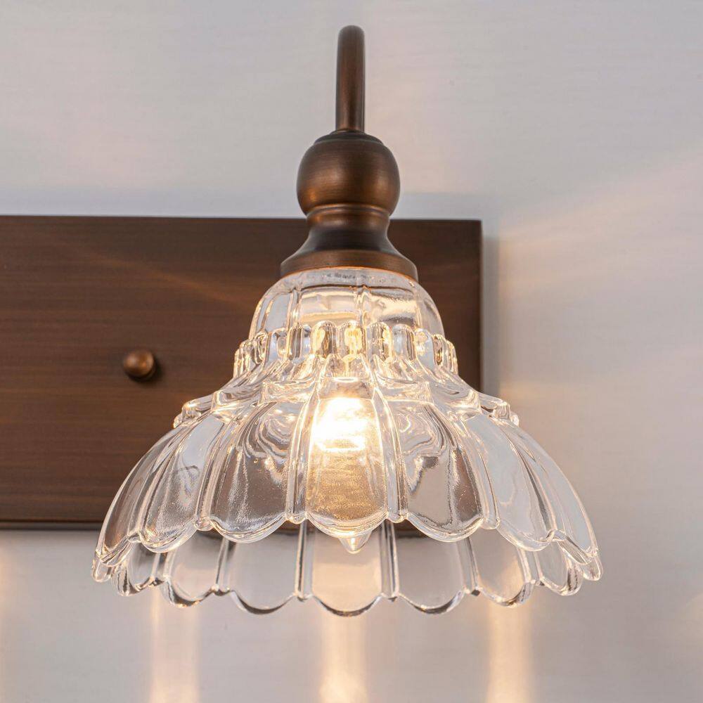 46 in. 5-Light Antique Bronze Vintage Bathroom Vanity Light with Flower Glass Shades price history on PriceWatchPro
