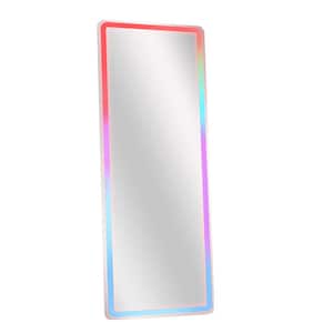 20 in. W x 63 in. H LED Light Rectangular White Aluminum Alloy Framed Full Length Mirror Floor Mirror