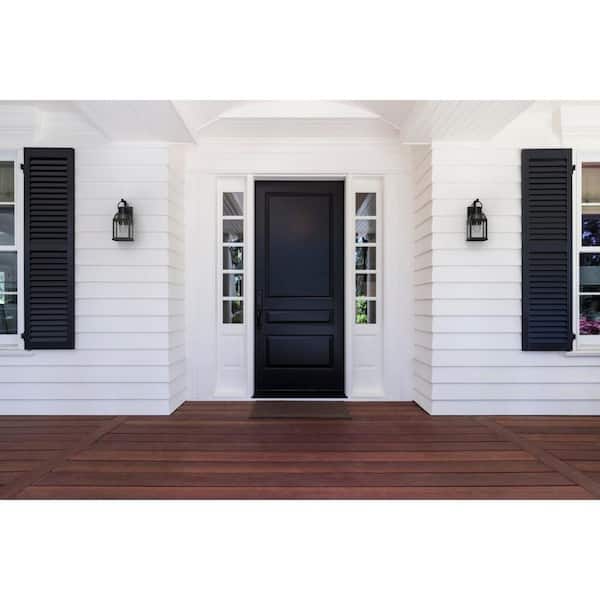 Canton Heights 12-3/4 in. 1-Light Matte Black Transitional Outdoor Wall Lantern with Clear Beveled Glass