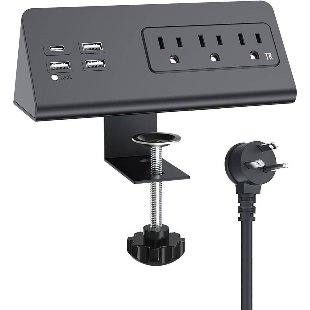 3-Outlet Power Strip Surge Protector with 4-Fast Charging USB Port and 6.56 ft. Flat Plug in Black price history on PriceWatchPro
