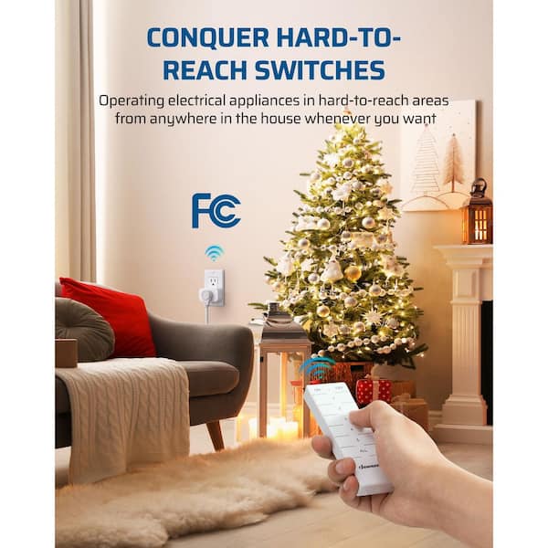 Indoor Remote Control Outlet Switch Set, White, 2 Remote and 5 Outlets