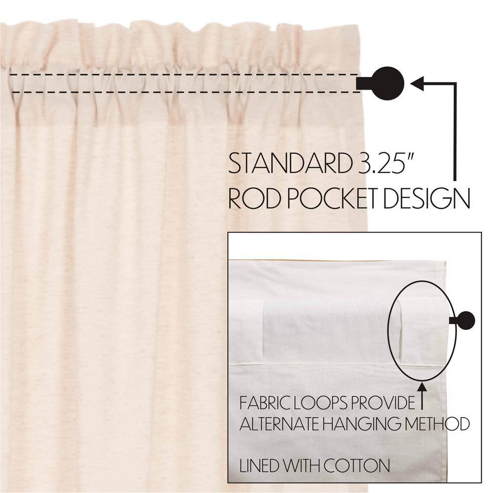 Natural Creme Cotton Linen Light-Filtering Prairie Curtain Panels
