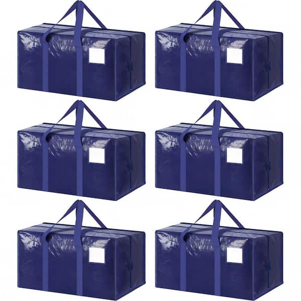 Heavy Duty, Water Resistant, Blue 6 Pack Storage Duffle Bags, Extra Large Capacity Packing Cube Moving Totes for Camping