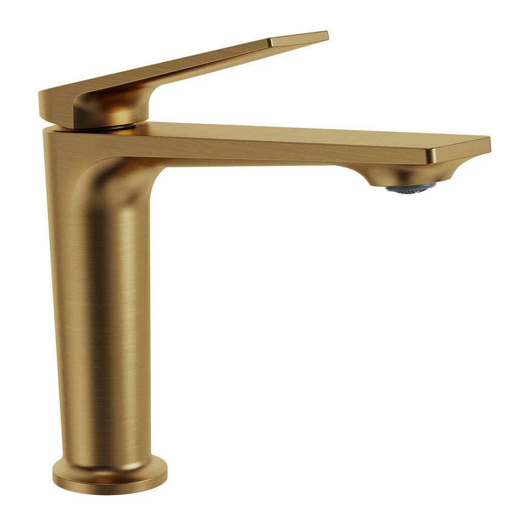 7.25 in. Height Waterfall 1 Handle Faucet Splash-Proof Single Hole Bathroom Faucet in Brushed Gold Drain Included price history on PriceWatchPro