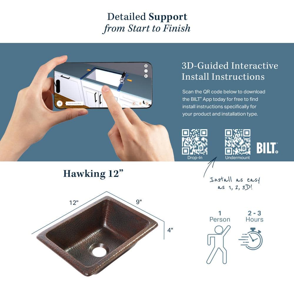 Hawking 12" Aged Copper Dual Flex Undermount Bathroom Sink