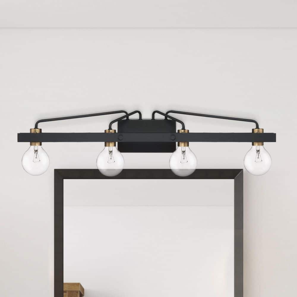 Ravella 33.25 in. 4-Light Black Industrial Vanity Light price history on PriceWatchPro