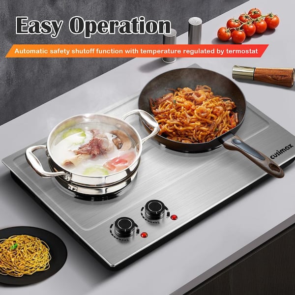 Elexnux 2-Burner 7.4 in. Silver Electric Hot Plate with