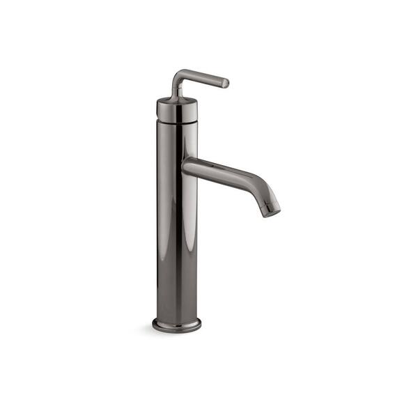 KOHLER Purist Tall Single Handle 1 2 GPM Bathroom Sink Faucet With   Vibrant Titanium Kohler Single Hole Bathroom Faucets 14404 4a Tt 64 600 