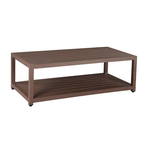 TIRAMISUBEST Rectangle Aluminum 24.02 in D x 48.03 in. W x 15.75 in. H Outdoor Coffee Table