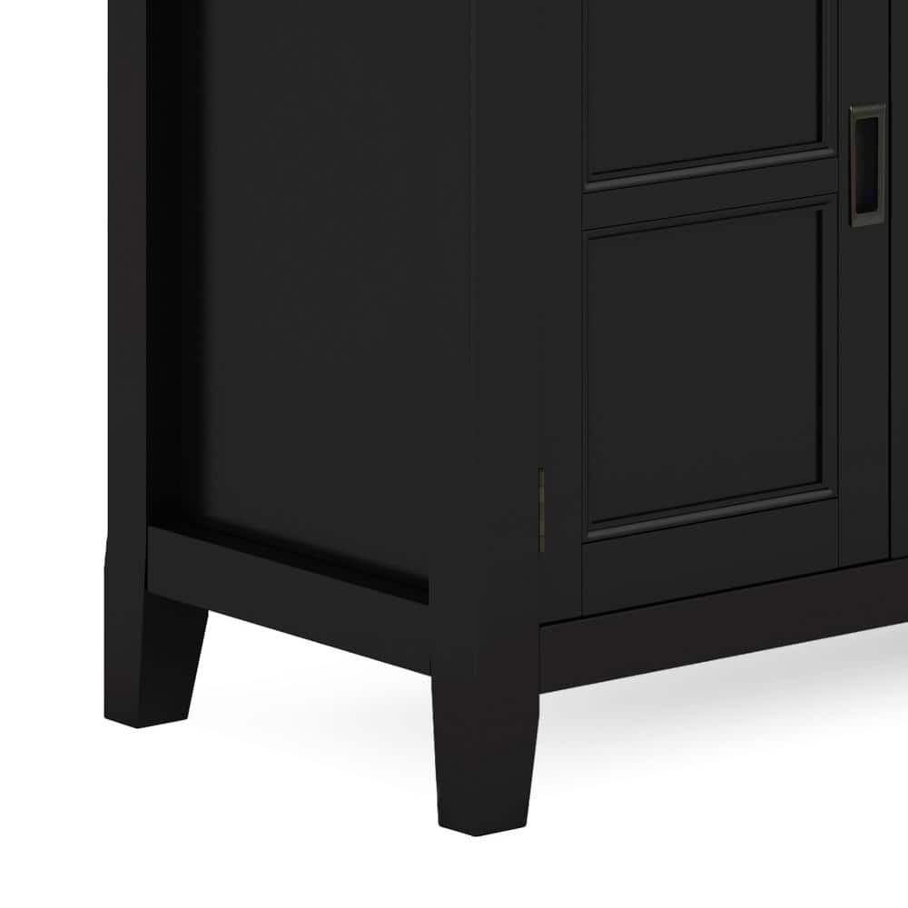 Burlington Black Solid Wood 72" TV Media Stand with Cabinets