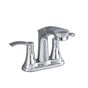 4 in. Centerset Double Middle Arc Bathroom Faucet with Pull Out Sprayer included in Chrome