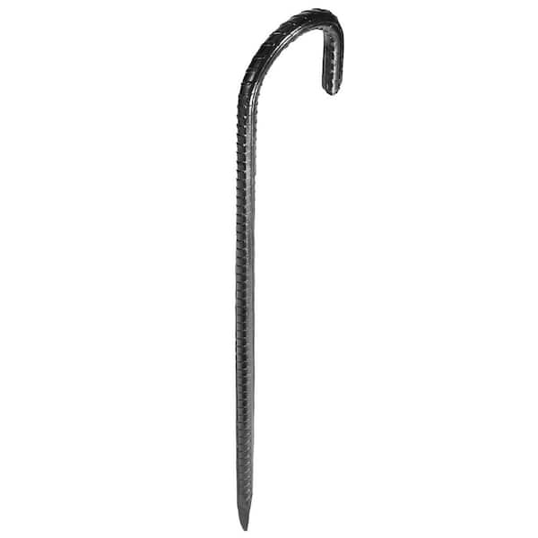Rebar Stakes 16 in. Heavy-Duty 0. 4 in. Dia J Hook Galvanized Steel Ground Anchors with Chisel Point End (16-Pack)