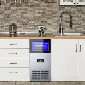 15 in. 180 lbs./24-Hours Freestanding Commercial Ice Maker Machine Ice Machine with 5 lbs. Storage Bin in Silver