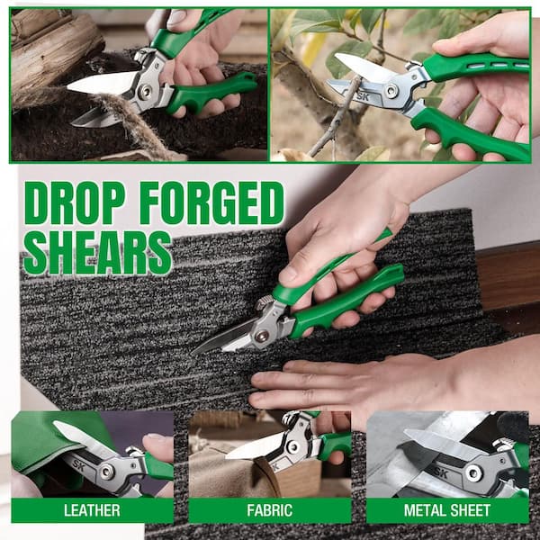 10 Inch Aviation Tin Snips, Heavy Duty Chrome Vanadium Steel Metal Cutter Shears For Cutting Sheet Metal Cr V Straight Cut