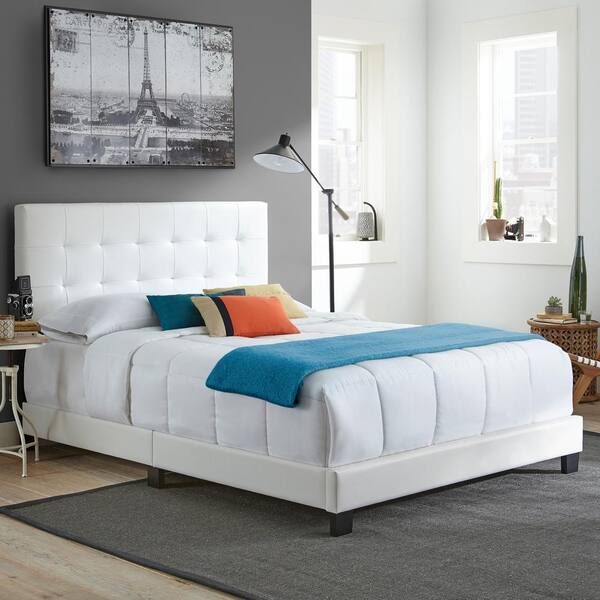 Rest Rite Channing White Full Tufted Upholstered Platform Bed