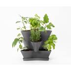 Collins Medium 16 in. 3-Tier Charcoal Gray Modular Multi-Level Vertical Herb Planter