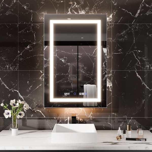 Unbranded 24 in. W x 36 in. H Rectangular Lighted Medicine Cabinet with Mirror and Defog Magnifier LED Mirror Cabinet (Right Door)