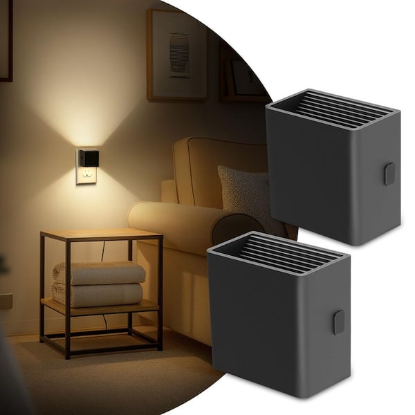 YANSUN 1-Light Modern Night Light with 3000K Adjustable Brightness Plug-In Dusk to Dawn Sensor for Bathroom, Hallway (6-Pack)