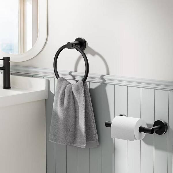 Toilet Paper Roll Holder TURS Matte Black Towel Ring Toilet Paper