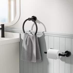 2-Piece Bath Hardware Set with Towel Ring Toilet Paper Holder Bathroom Towel Holder Set in Matte Black