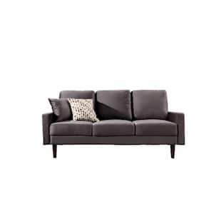 Josiah 72 in. Grey Velvet 3-Seater Lawson Sofa with Square Arms