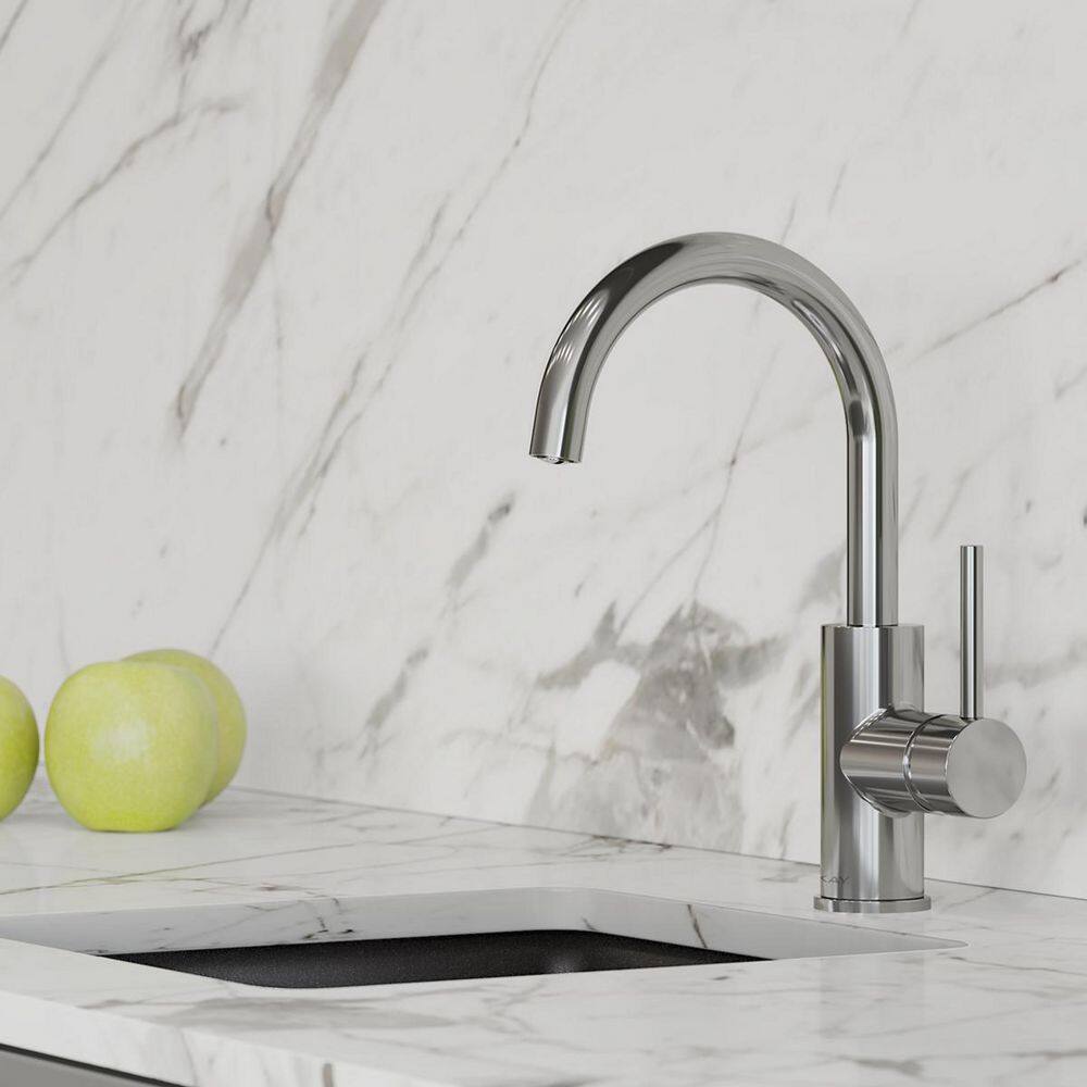 Elkay Avado Chrome Single Hole Bar Faucet with Pull-out Spray