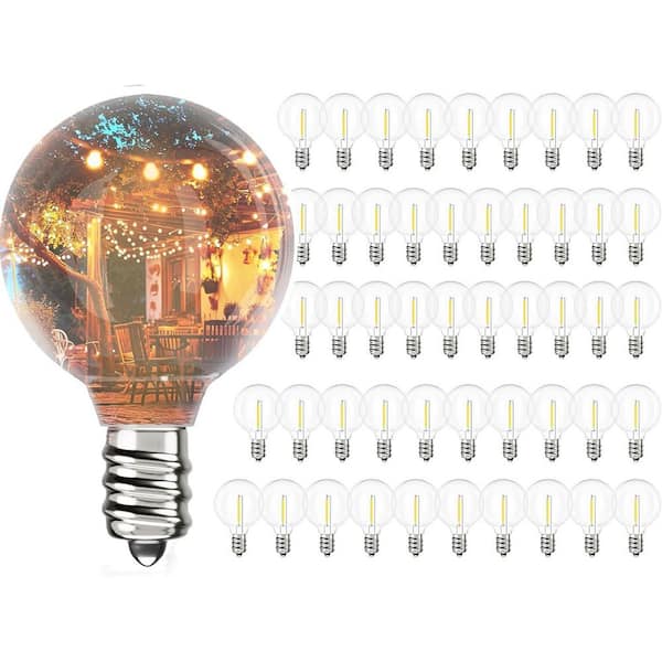 5-Watt G40 Replacement Globe Dimmable Warm White Filament Clear Glass E12 LED Screw Base Globe Light Bulb (50-Pack)