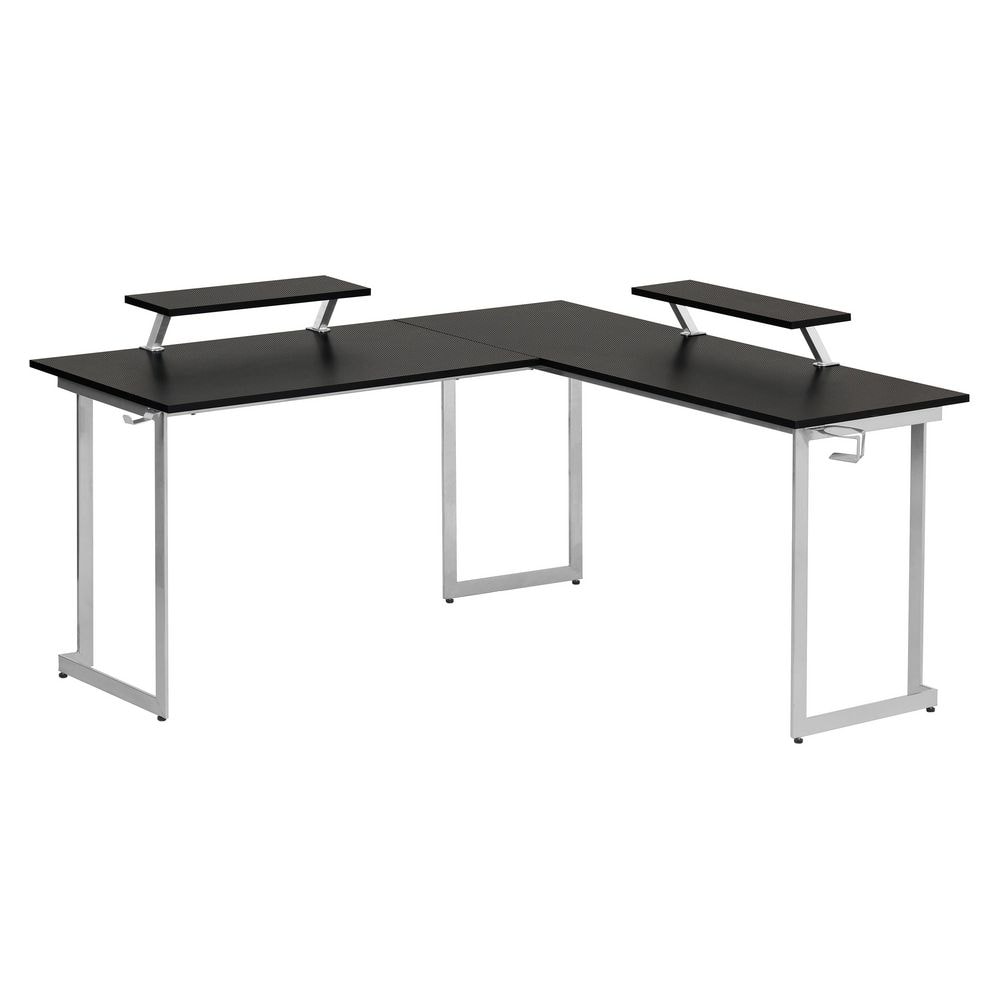 Techni Sport Warrior L-Shaped Gaming Desk with Cup Holders and Headphone Hook