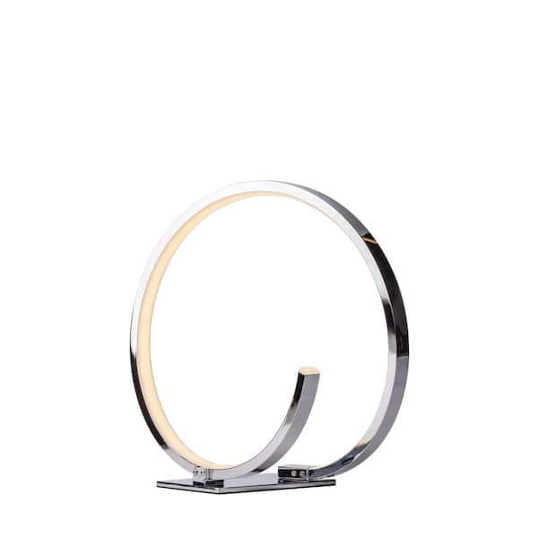 Finesse Decor Circular Design 13 in. 15-Watt Chrome Integrated LED Table Lamp