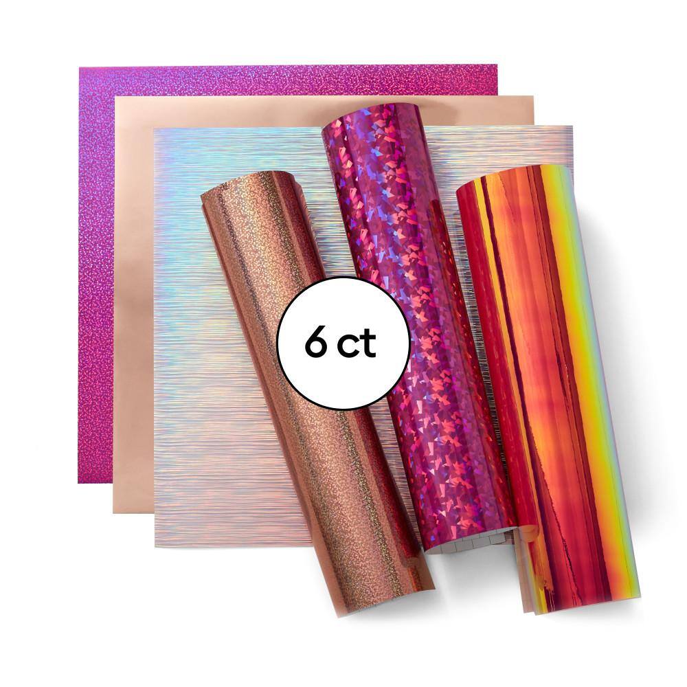 Cricut Permanent Holographic Vinyl Pink Sampler (6 ct) 2009601 The