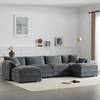 Harper & Bright Designs 136 in. Pillow-Top Arm Chenille U-Shaped Modular Sectional Sofa in Dark Gray with Double Cushions, Movable Ottomans GTT072AAB