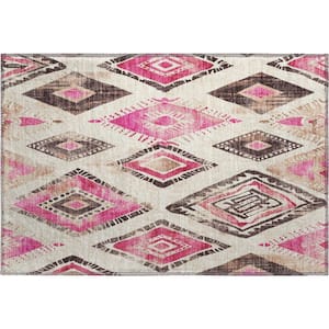 Mayfield Premium Machine Washable Abstract AMF1861 Linen 2 ft. x 3 ft. Area Rug