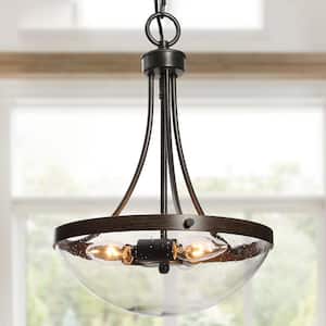 Modern Chandelier Black Candlestick Island 3-Light Farmhouse Round Pendant Chandelier with Faux Wood Accent