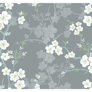 SCOTT LIVING Marilyn Light Grey Floral Trail Wallpaper Sample 4034