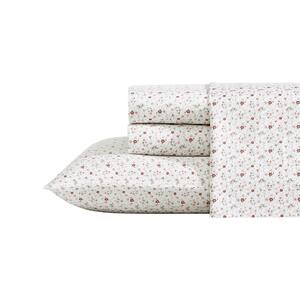 Laura Ashley Lisalee 4-Piece Pink Floral Brushed Cotton Flannel King ...