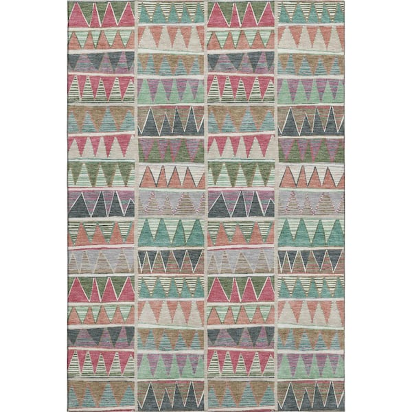 Mayfield Premium Machine Washable Abstract AMF2205 Salmon 3 ft. x 5 ft. Area Rug