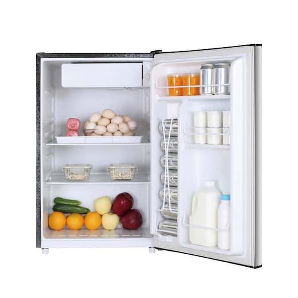  RCA RFR459 Compact Fridge with Freezer-Dual Adjustable  Thermostat-Reversible Door-Removable Glass Shelves-Ideal for  Bedroom/Dorm/Apartment/Office Cubic Feet-Platinum, 4.5 cu. ft, Stainless :  Appliances