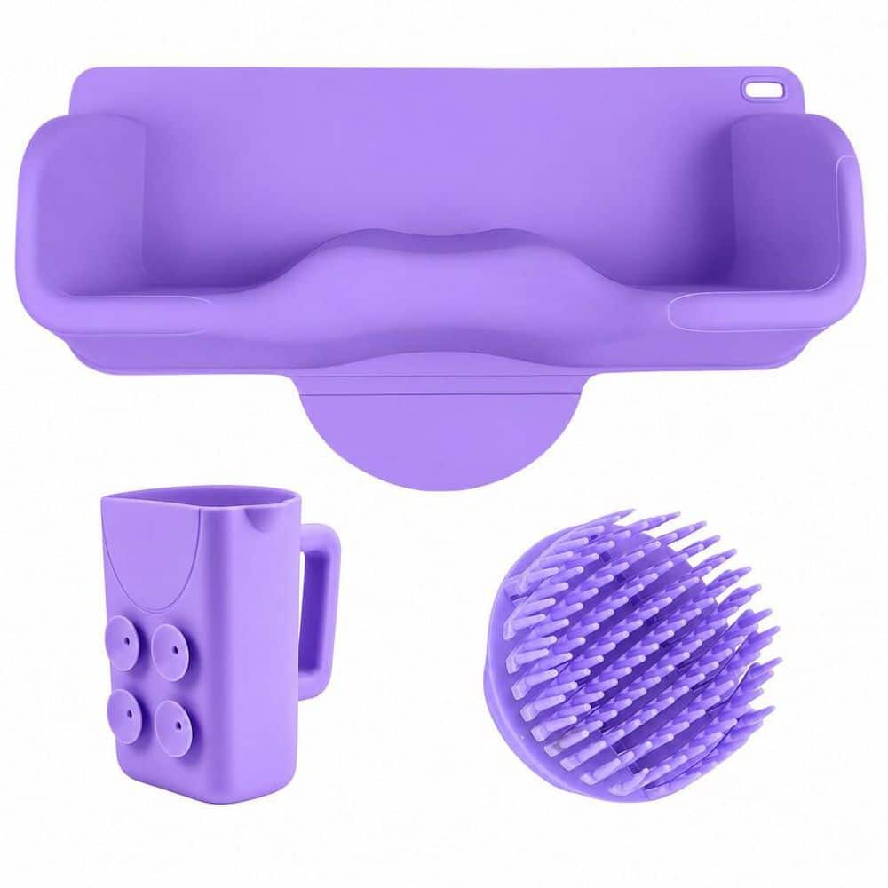 Purple Portable Hair Washing Station with Rinser Cup, Neck Support for Kids, Silicone Hair Washing Basin for Sink price history on PriceWatchPro