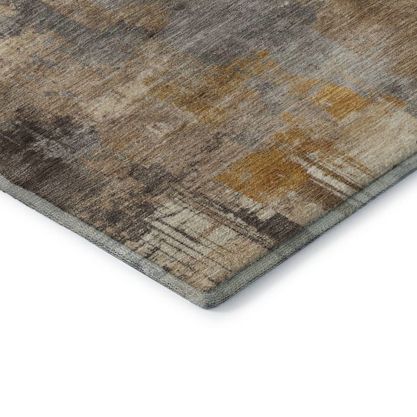 Mayfield Premium Machine Washable Abstract AMF2069 Brown 3 ft. x 5 ft. Area Rug