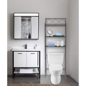 Fresh Home 23.5 in. W x 65 in. H x 9.75 in. D Black Metal 3-Shelf Over the Toilet Storage Space Saver in Black