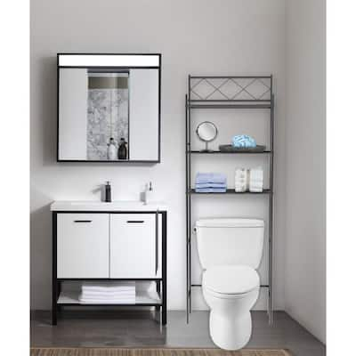 FUNKOL 31.49 in. W x 15.74 in. D x 59 in. H Black Metal Large Freestanding Bathroom  Shelf W1168dx50720 - The Home Depot