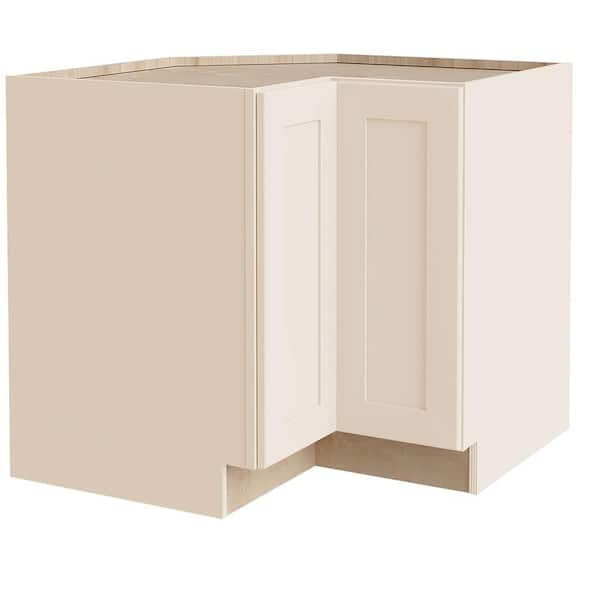 Home Decorators Collection Newport 33 in. W x 24 in. D x 34.5 in. H Assembled Plywood Corner Easy Reach Base Kitchen Cabinet in Blended Cream RH