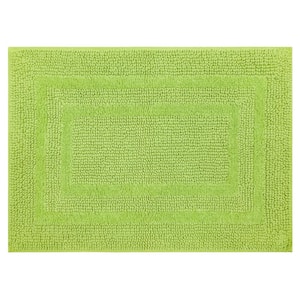 Cotton Reversible Fiesta Lime 17 in. x 24 in. Green Cotton Machine Washable Bath Mat