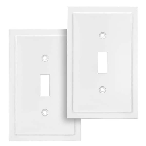 2-Pack Modern Edge 1-Gang White 1-Toggle / 1-Duplex Decorative Plastic Wall Plate