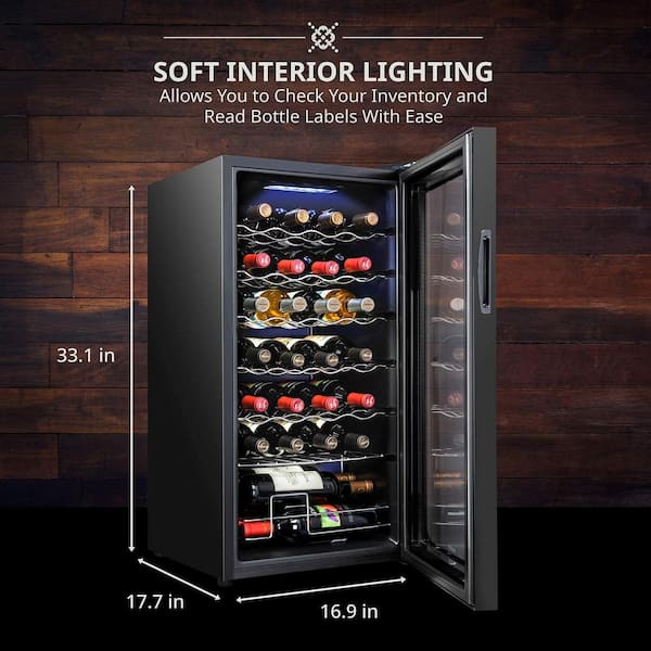 BLACK+DECKER 24 Bottle Wine Fridge with LED Display, Compressor Cooling  Wine Cooler Refrigerator with Interior Light, Temperature Controlled Wine