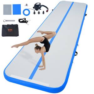 Gymnastics Air Mat 4 in. Thickness Inflatable Gymnastics Tumbling Mat with Electric Pump, 13 ft, Blue