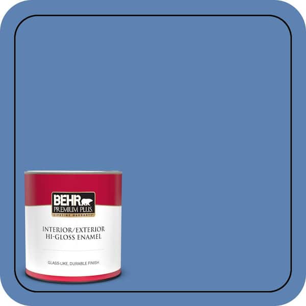BEHR PREMIUM PLUS 1 qt. #PPU15-06 Neon Blue Hi-Gloss Enamel Interior/Exterior Paint & Primer
