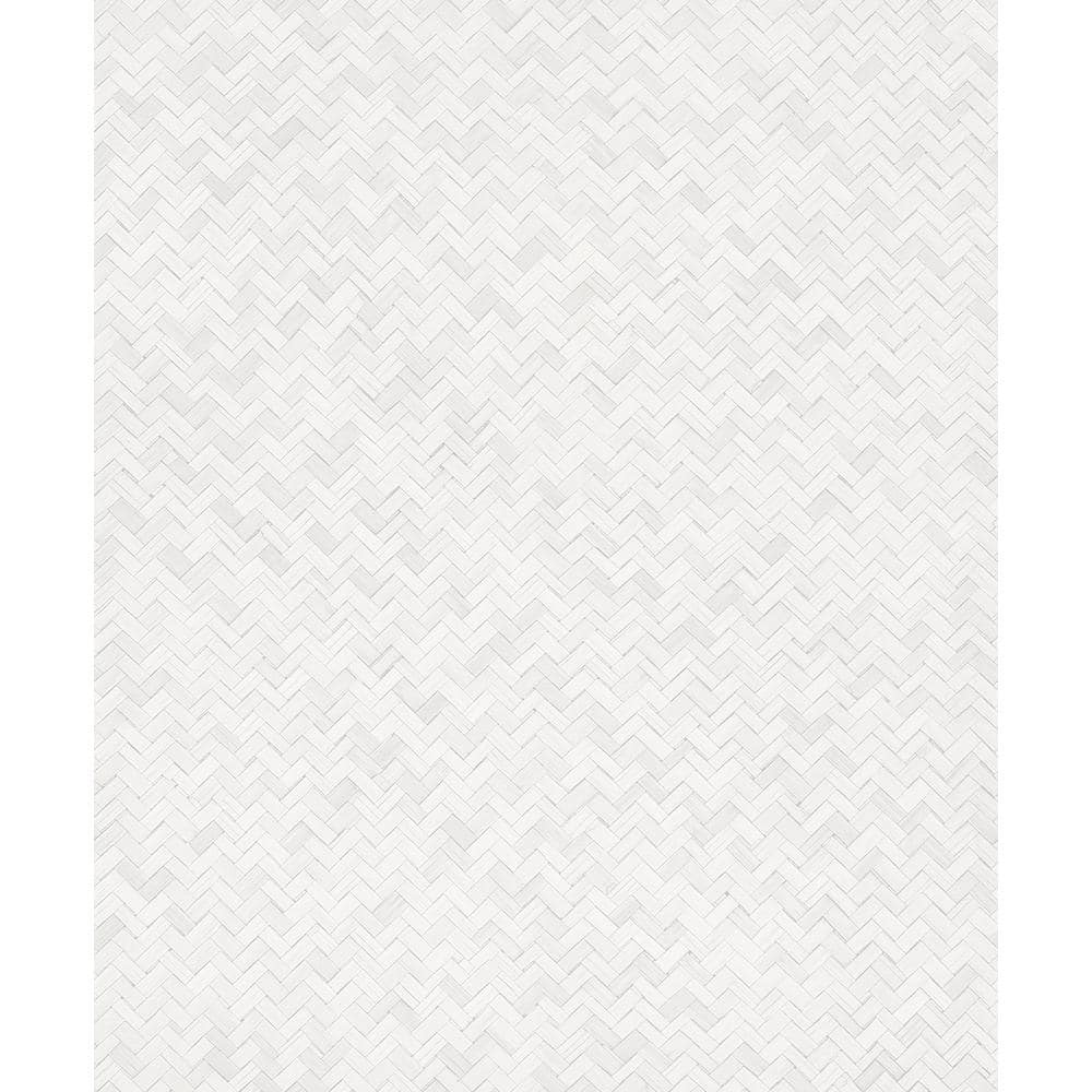 Woven Rattan White Matte Finish Vinyl on Non-Woven Non-Pasted Wallpaper Rol