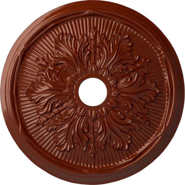 Ekena Millwork 1-7/8 in. x 23-3/4 in. x 23-3/4 in. Polyurethane Luton Leaf Ceiling Medallion, Firebrick